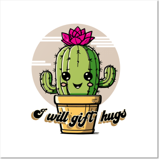 Cartoon Smiling Cactus that Gives Hugs Posters and Art